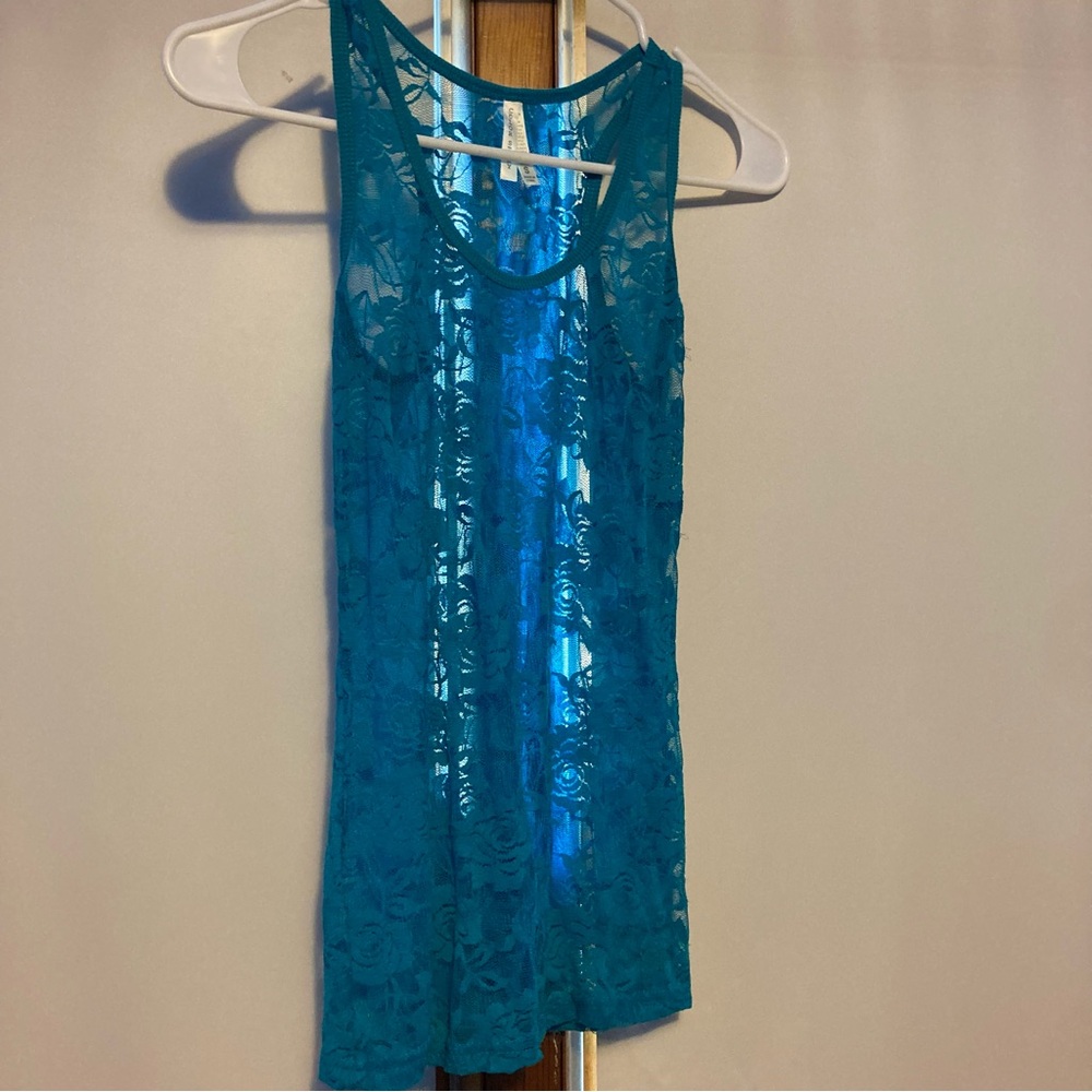 Blue lace tank top